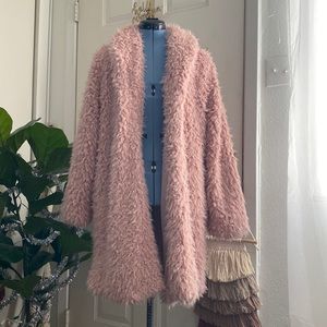 Pink faux fur coat size M